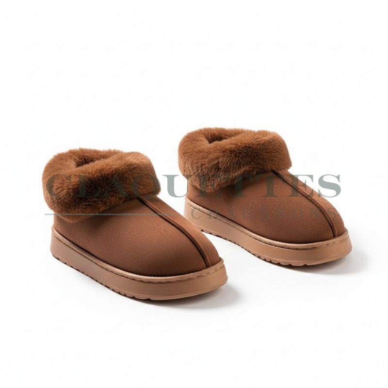 Chaussons bottes fourrés | Noisette