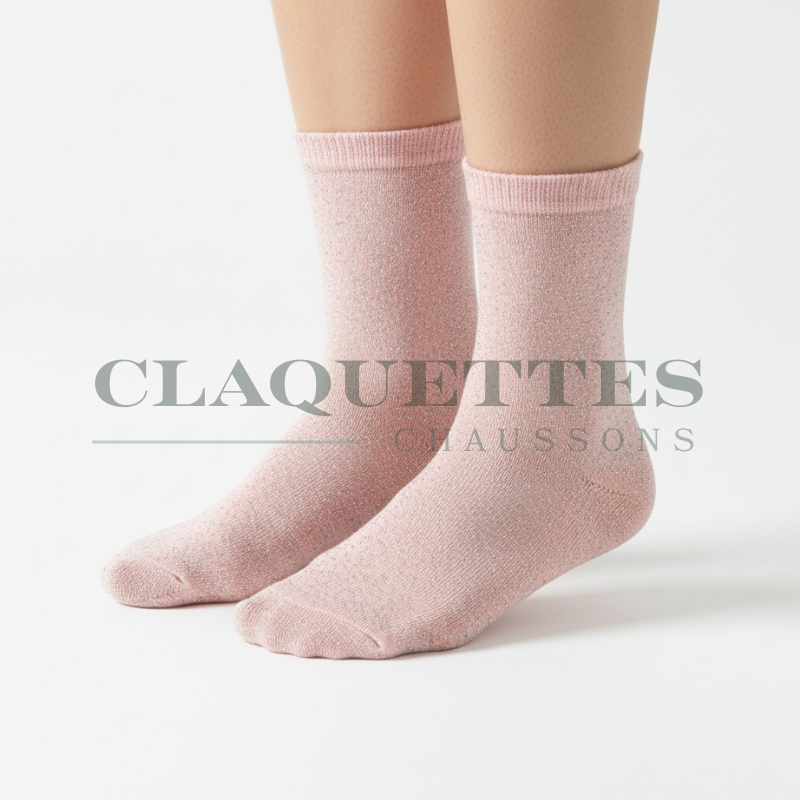 Chaussettes paillettes | Rose