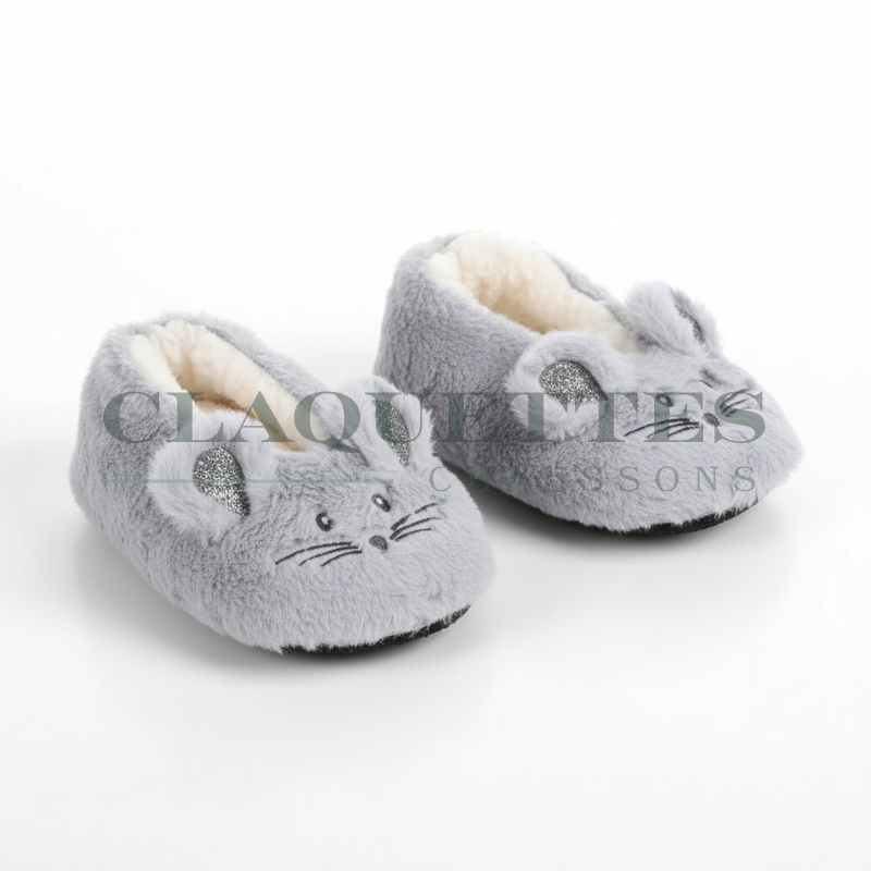 Chausson fourrés femme | Lapin Gris Clair