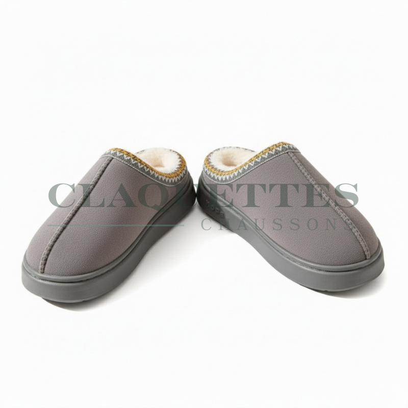 Chaussons fourrés | Peau | Grey