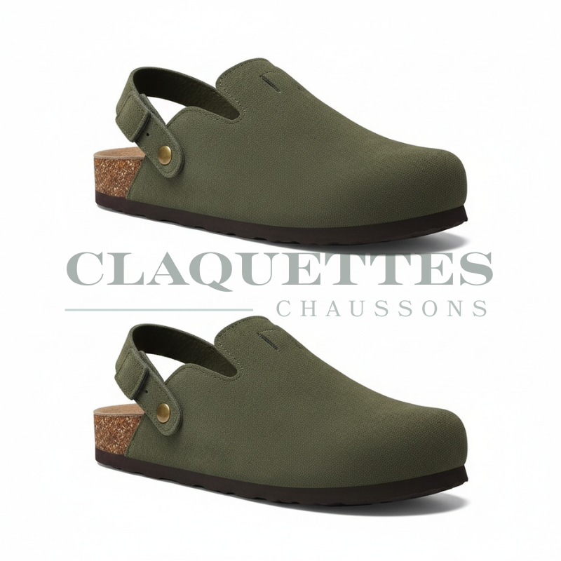 Sabot Femme & Homme avec lanière | Cuir | Vert forêt