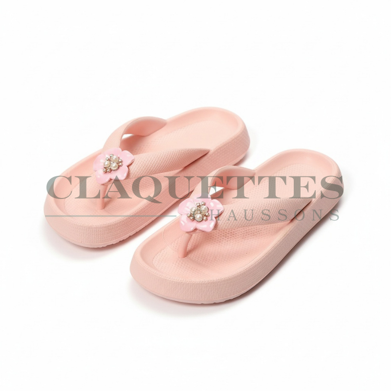 Sandales à Fleurs | Baby pink