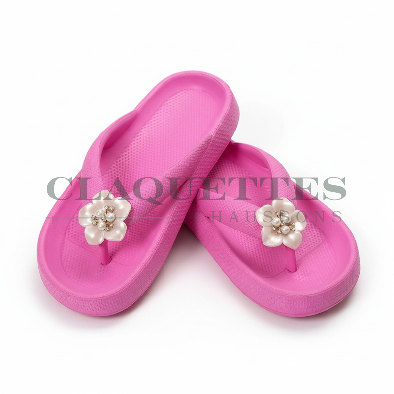 Sandales à Fleurs | Fuchia