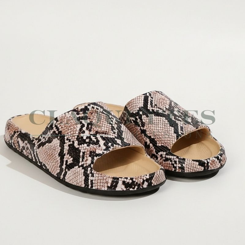 Claquettes Femme | Serpent beige