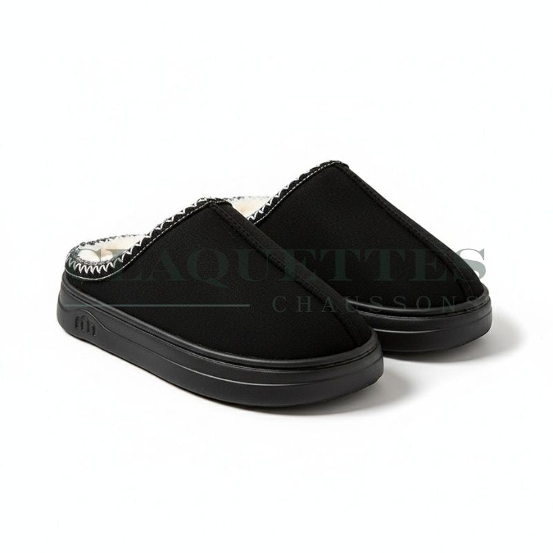 Chaussons fourrés | Peau | Black