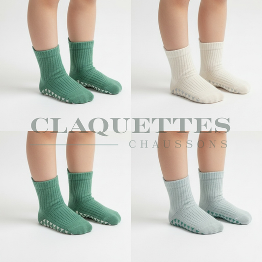 Chaussettes enfants Laine | Vert 3 paires