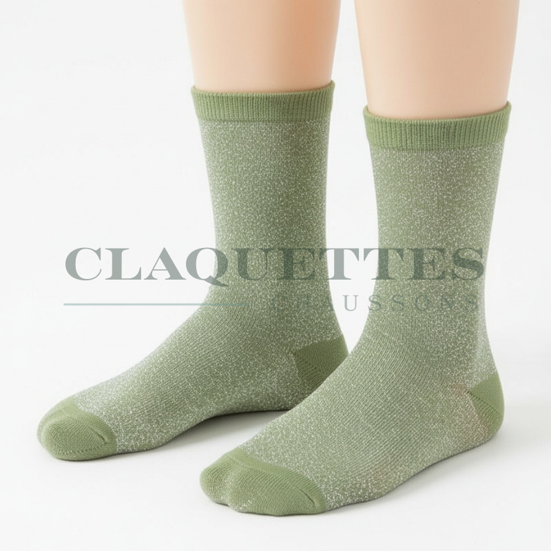 Chaussettes paillettes | Kaki
