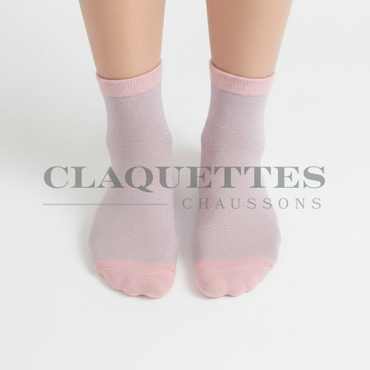 Chaussettes paillettes | Rose
