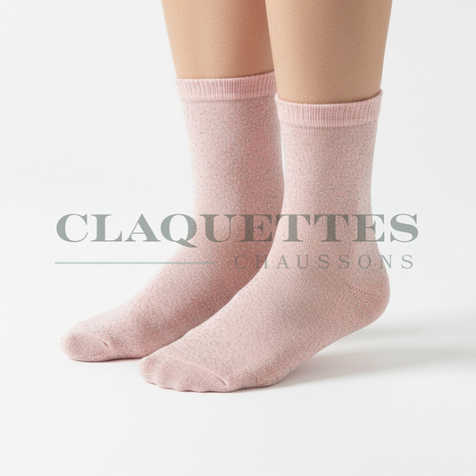 Chaussettes paillettes | Rose