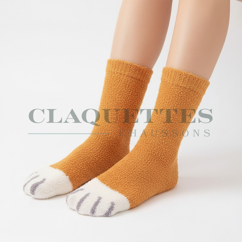 Chaussettes polaire | Orange Cat