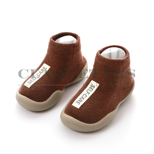 Chaussons bébé antidérapants | Montants | Marron