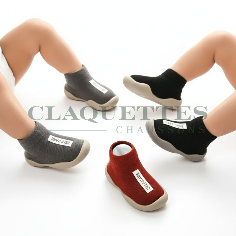 Chaussons bébé antidérapants | Montants | Noir