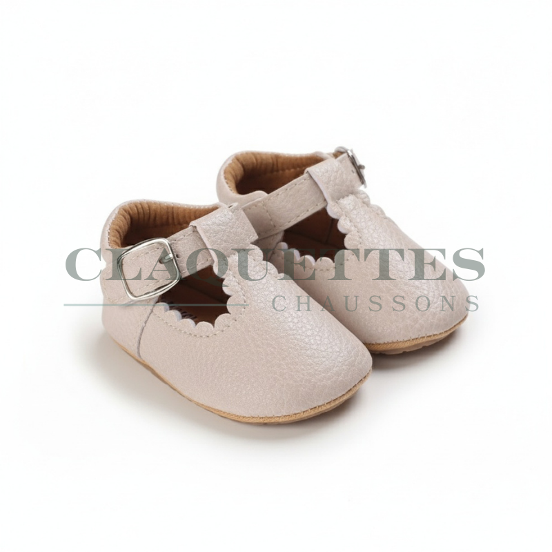 Chaussons enfants Cuir | Beige