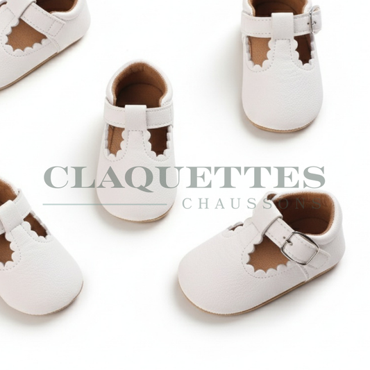 Chaussons enfants Cuir | Blanc