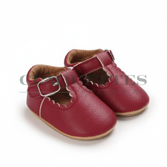 Chaussons enfants cuir | Rouge