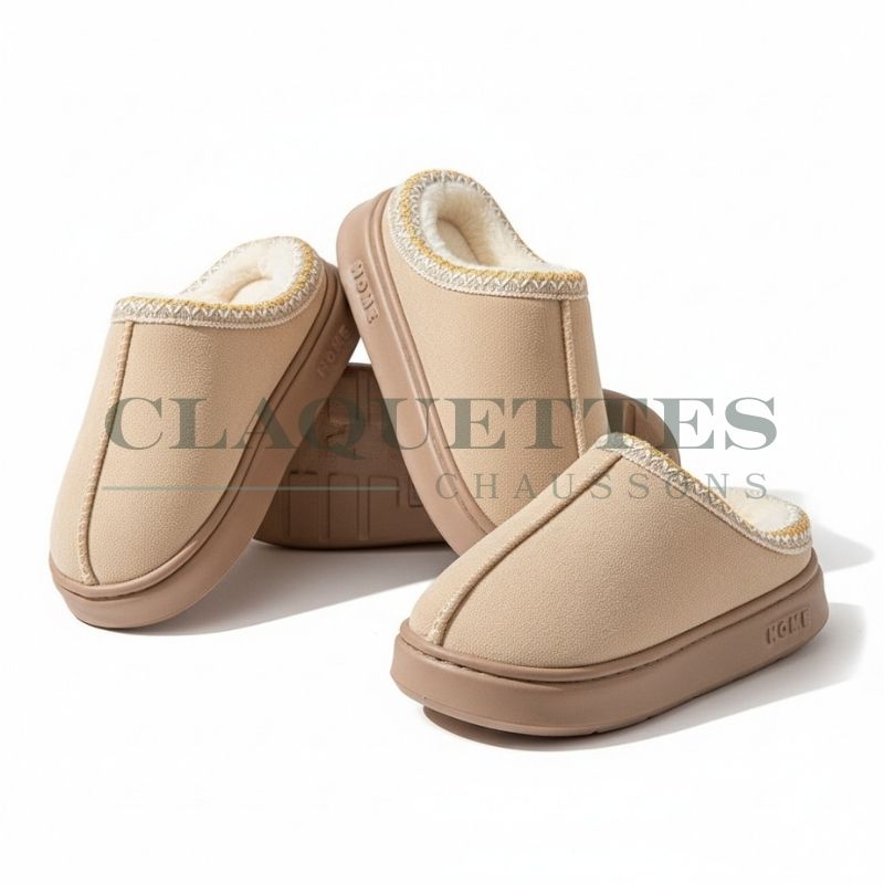 Chaussons fourrés | Peau | Nude