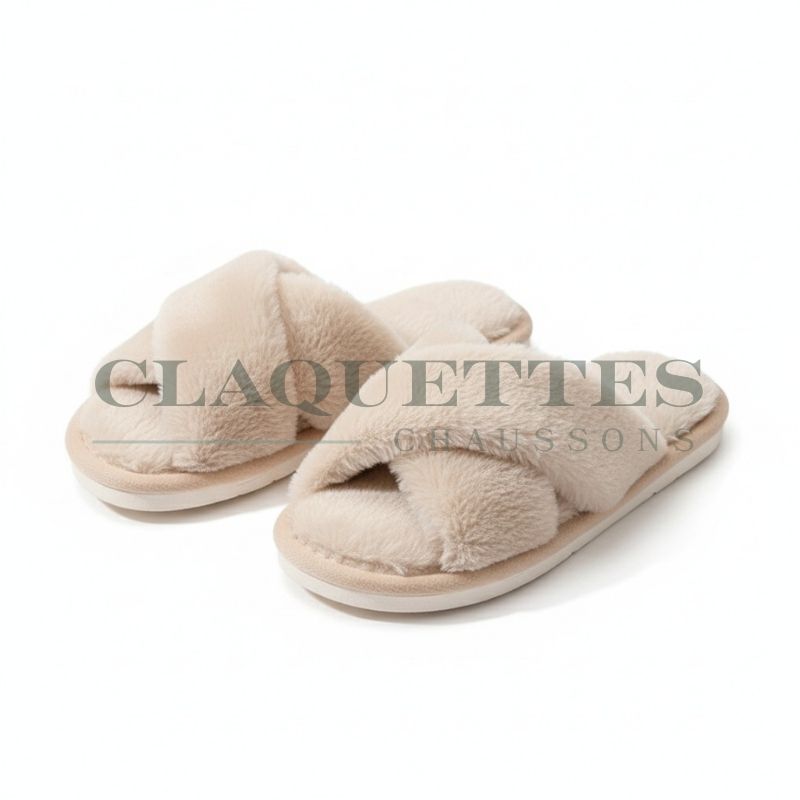 Claquette fourrure | Beige icon