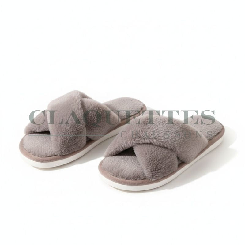 Claquette fourrure | Taupe style