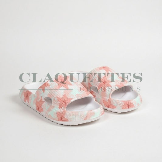 Claquettes Femme | Plume blanc
