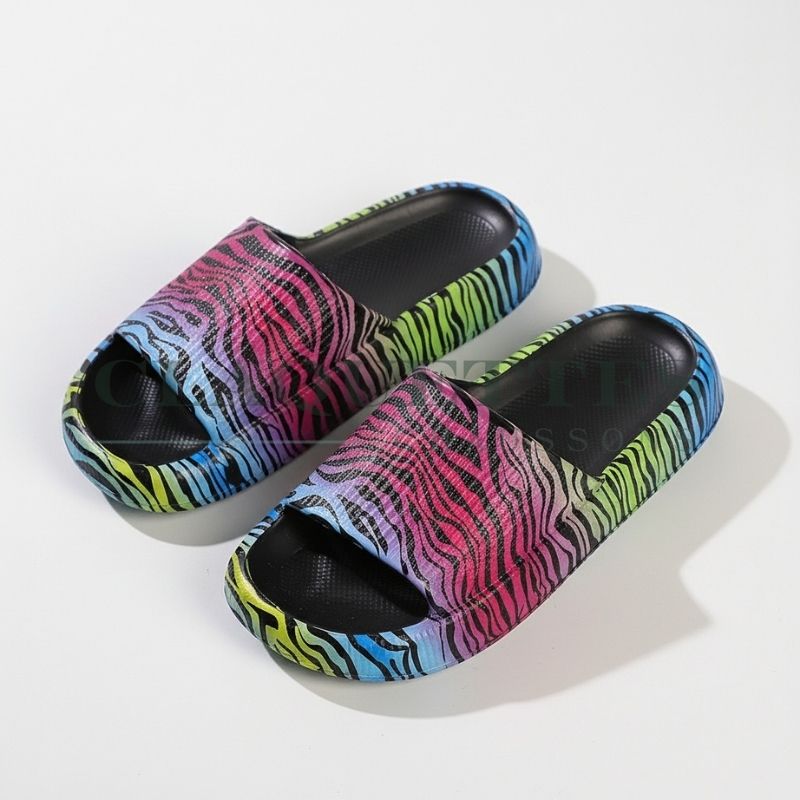 Claquettes Femme | Zébré multicolore