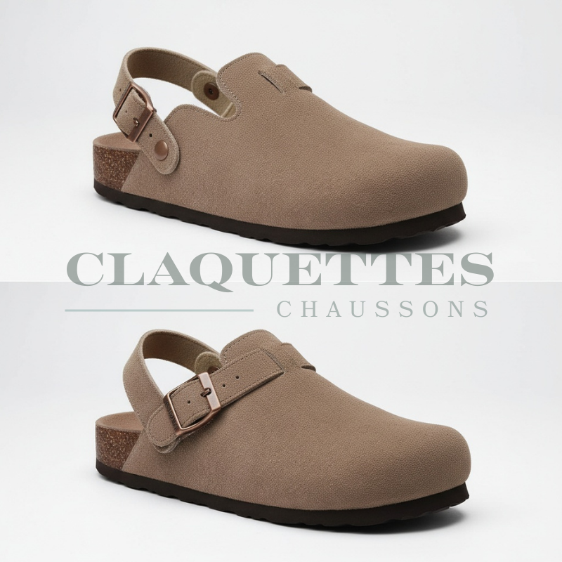 Sabot Femme & Homme avec lanière | Cuir | Beige