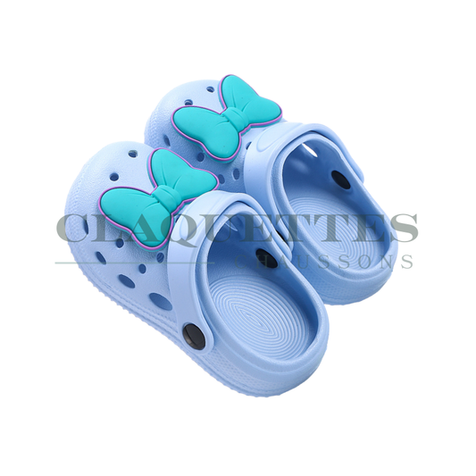 Sabots plastique enfant | Bleu | Noeud