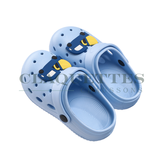 Sabots plastique enfant | Bleu | Voiture