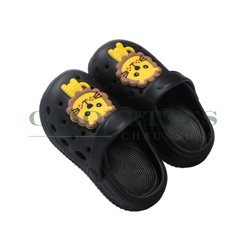 Sabots plastique enfant | Noir | Lion