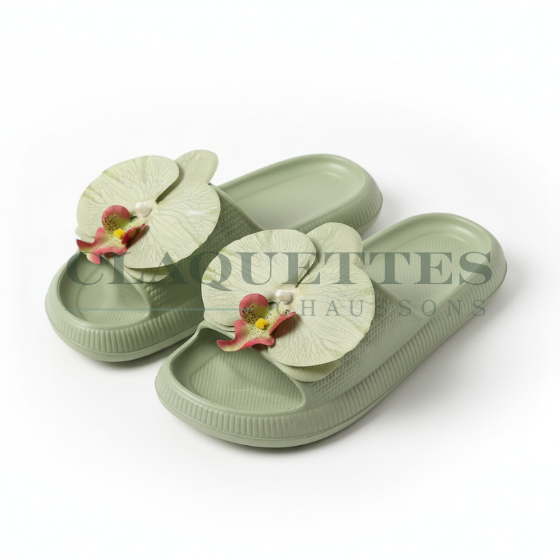 Sandales à Fleurs | Kaki