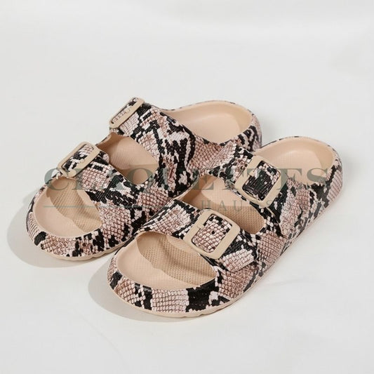 Claquettes mules Femme | Serpent Beige